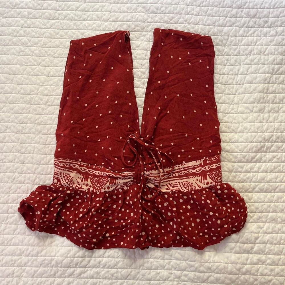 Free People Red and White Top